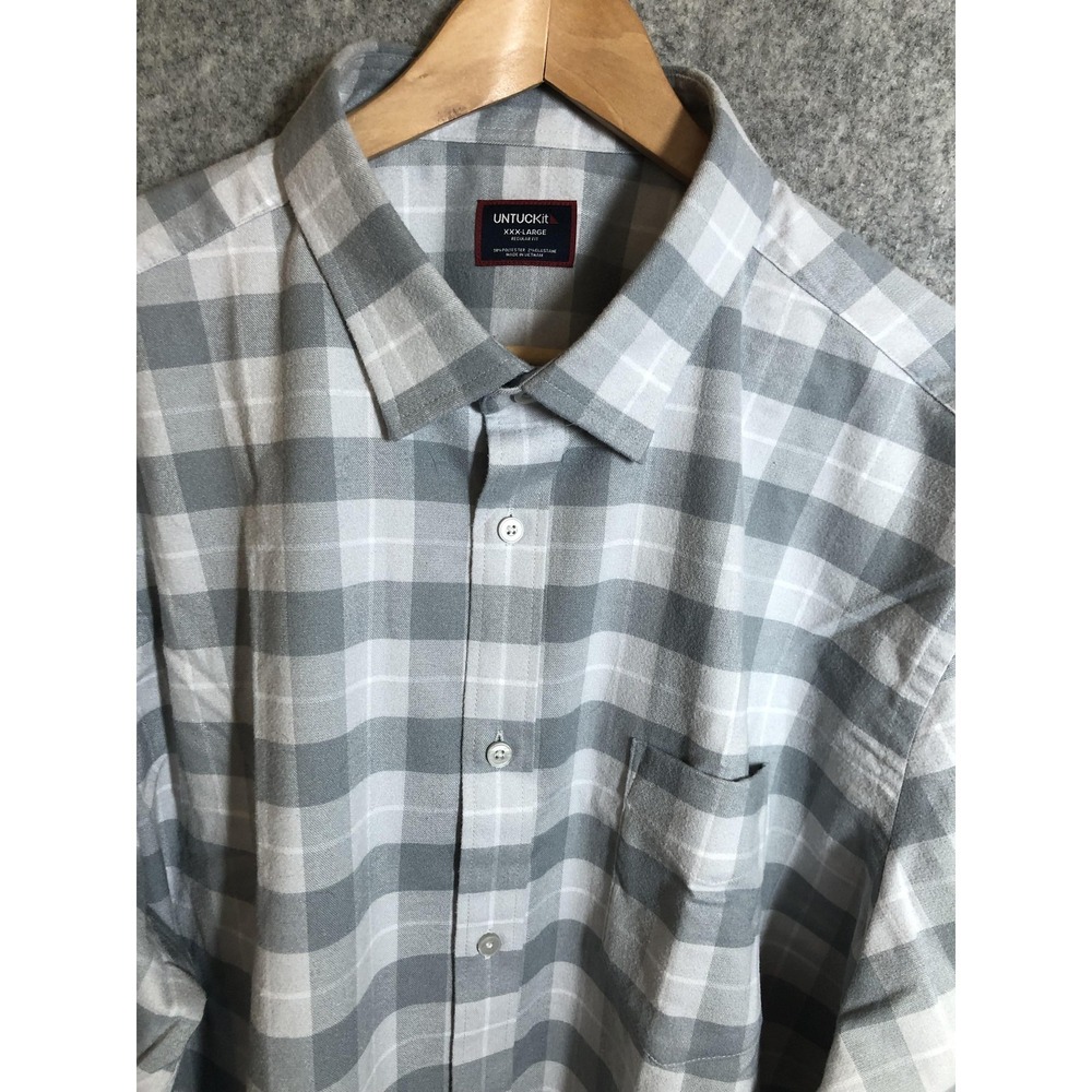 UNTUCKit Shirt Mens 3XL Gray Plaid Stretch Button Up Flannel Regular Fit